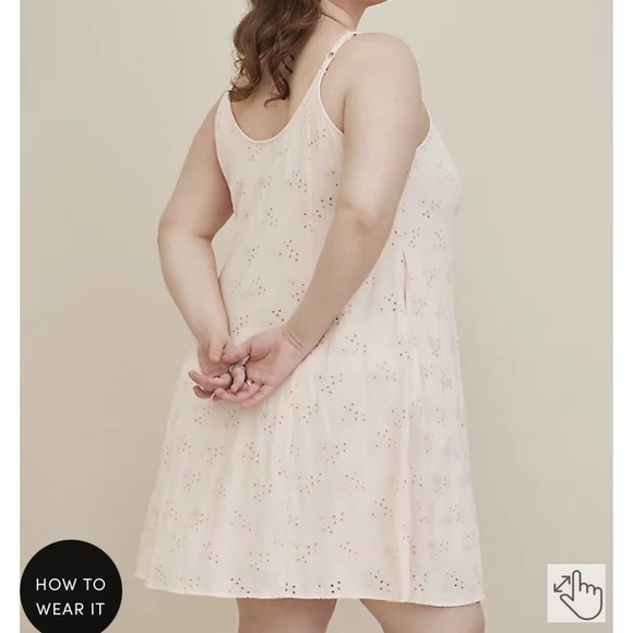 Torrid Blush Eyelet Lined Crepe MIDI Dress Size 00 - Picture 3 of 7